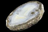 4.7" Las Choyas "Coconut" Geode Half with Banded Agate - Mexico - #180563-2